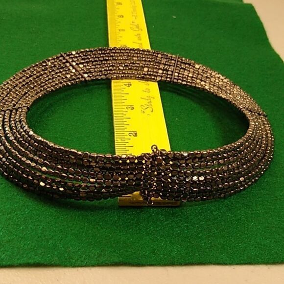 Statement Silver tone Metal Beaded 9 Strands Collar Necklace - Picture 9 of 9